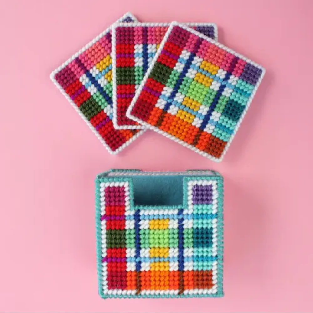 Diana Watters Teddy Bears Picnic Coaster Plastic Canvas Needlepoint Kit