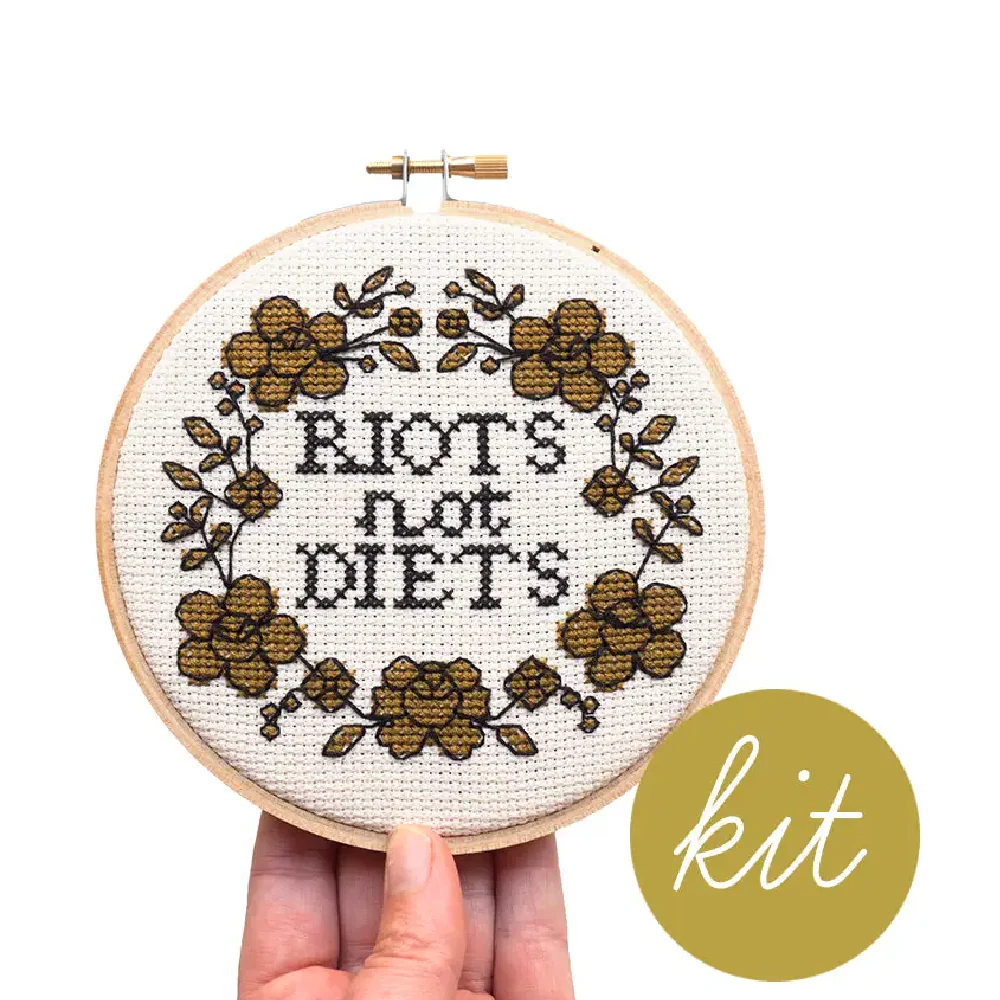 Junebug and Darlin Riots not Diets Cross Stitch Kits