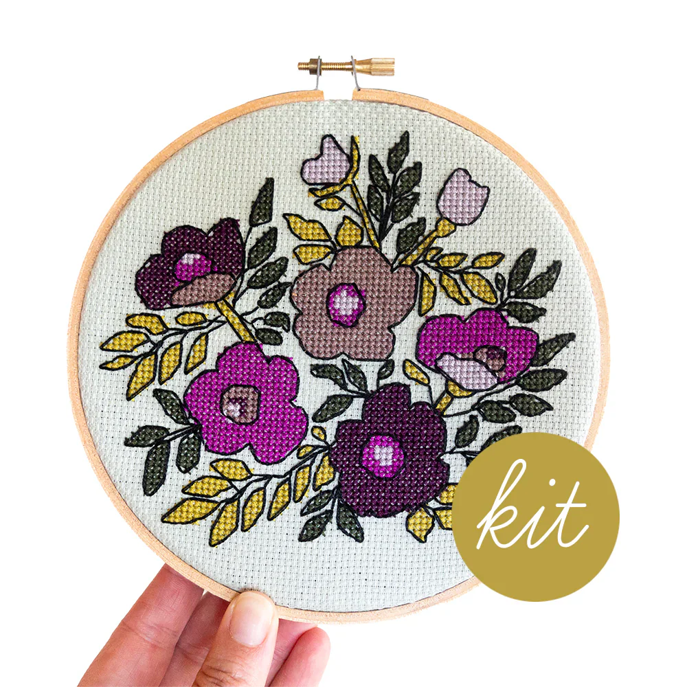 Junebug and Darlin Violet Vibes Cross Stitch Kit