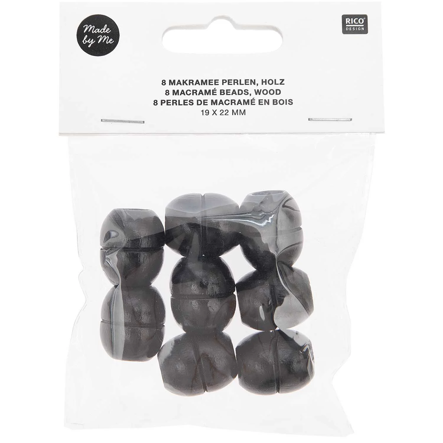 Macrame Beads | Black Ridged 22mm - Image 2