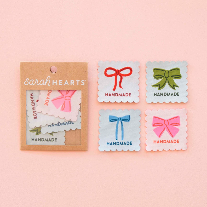 Sarah Hearts Woven Labels | Bows Multipack Large